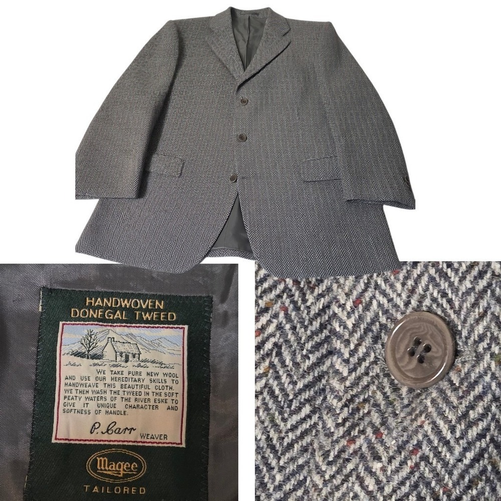 Magee Donegal Tweed Blazer 44R Red Fleck Wool Tailored Sport Coat Jacket